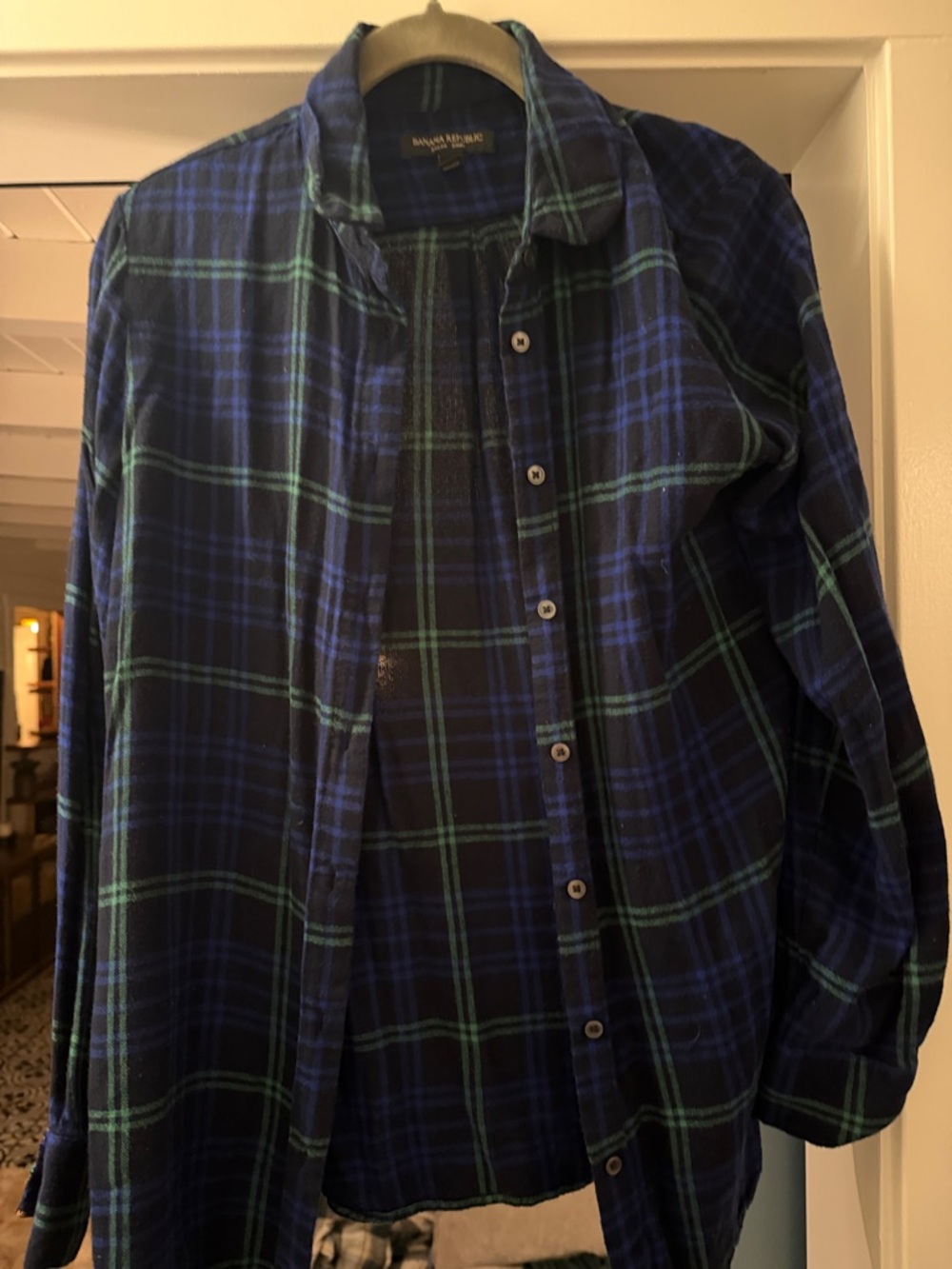 Banana Republic Blue and Green Plaid Button-Up Shirt - Picture 2 of 2